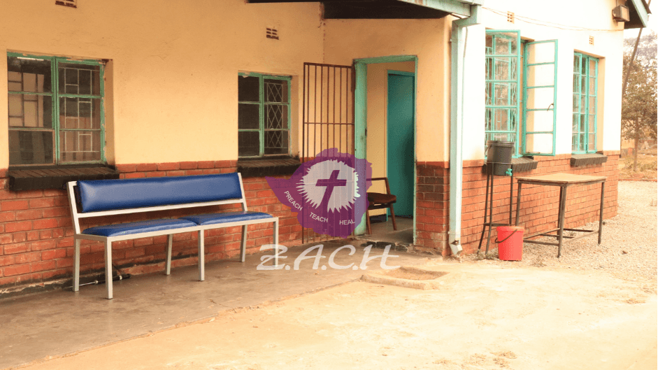 The outside of a clinic at a church in Zimbabwe.