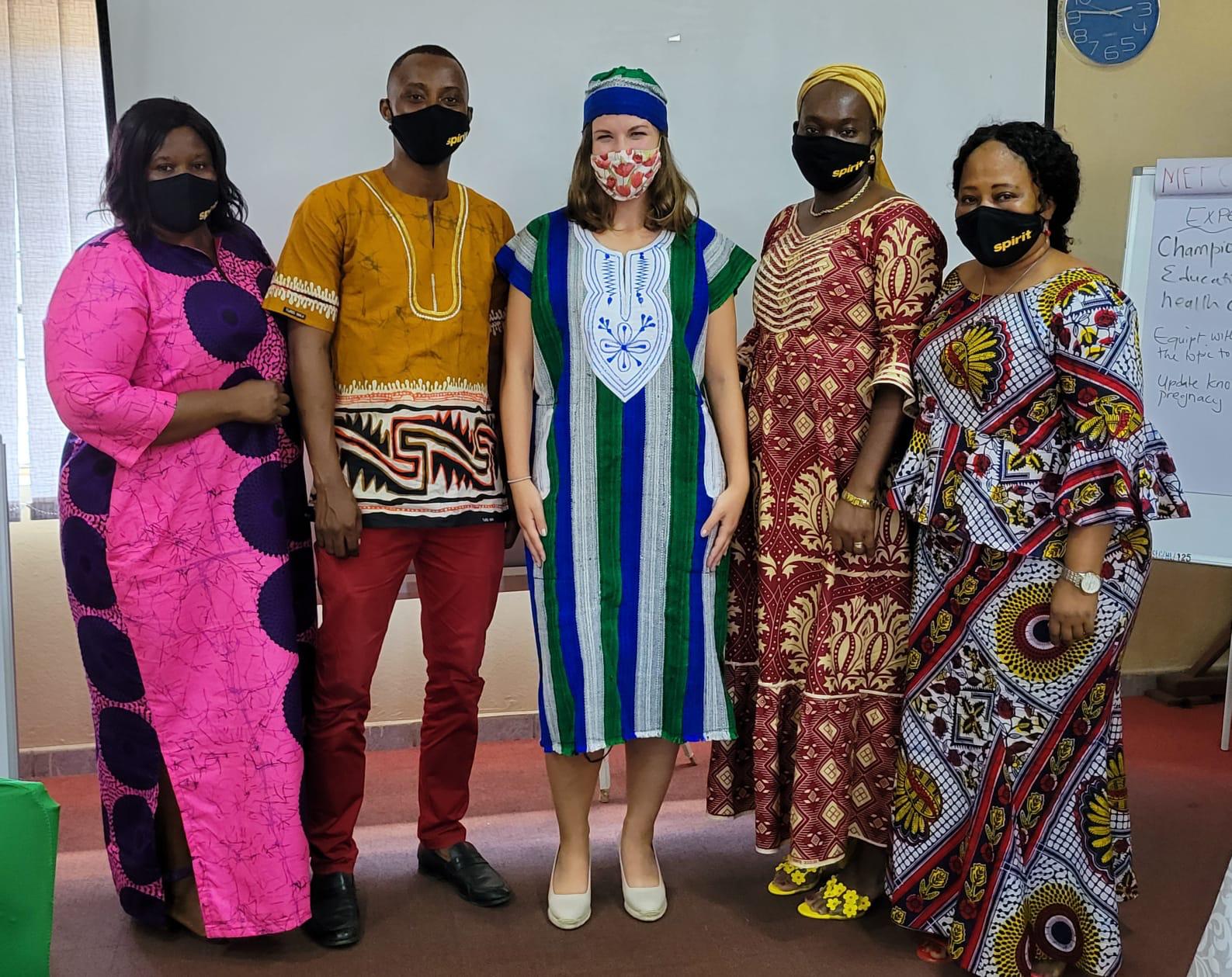 Five people in Sierra Leone at a Health Facility